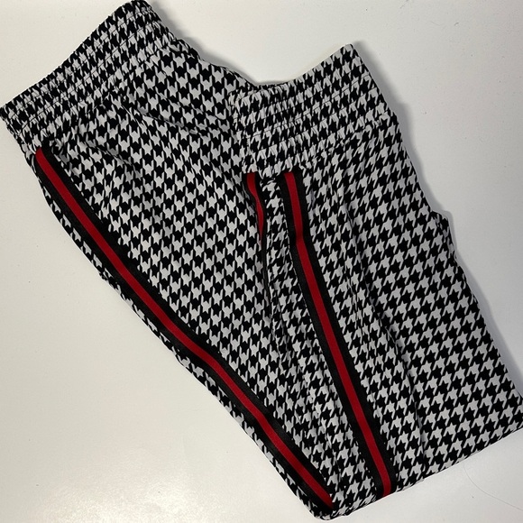 Aqua Pants - NWT Aqua Houndstooth Track Pants Red Racing Stripe Women's M